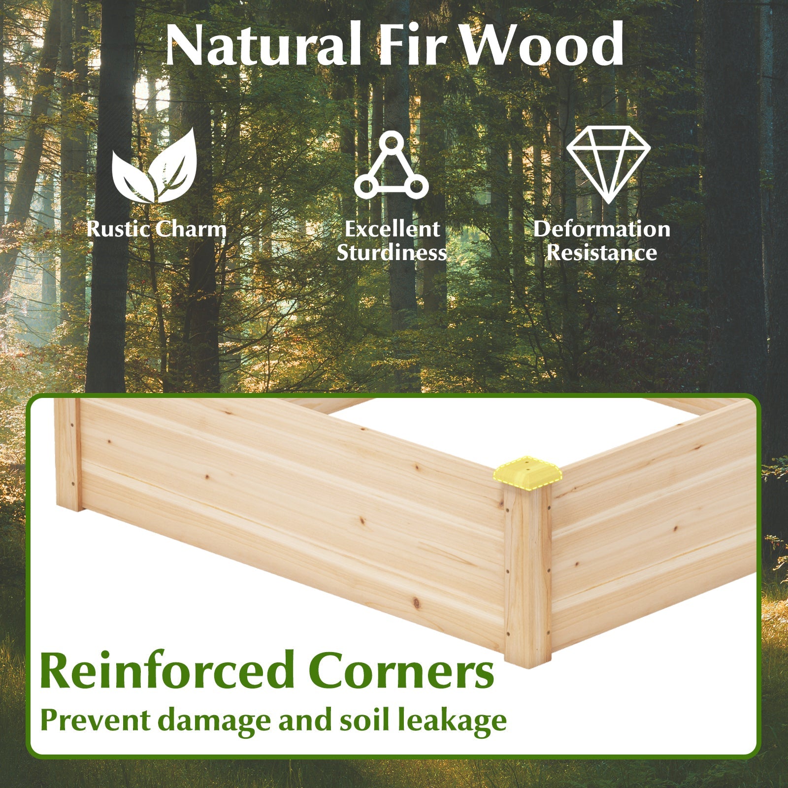 40" x 40" Outdoor Wood Raised Garden Bed-Natural