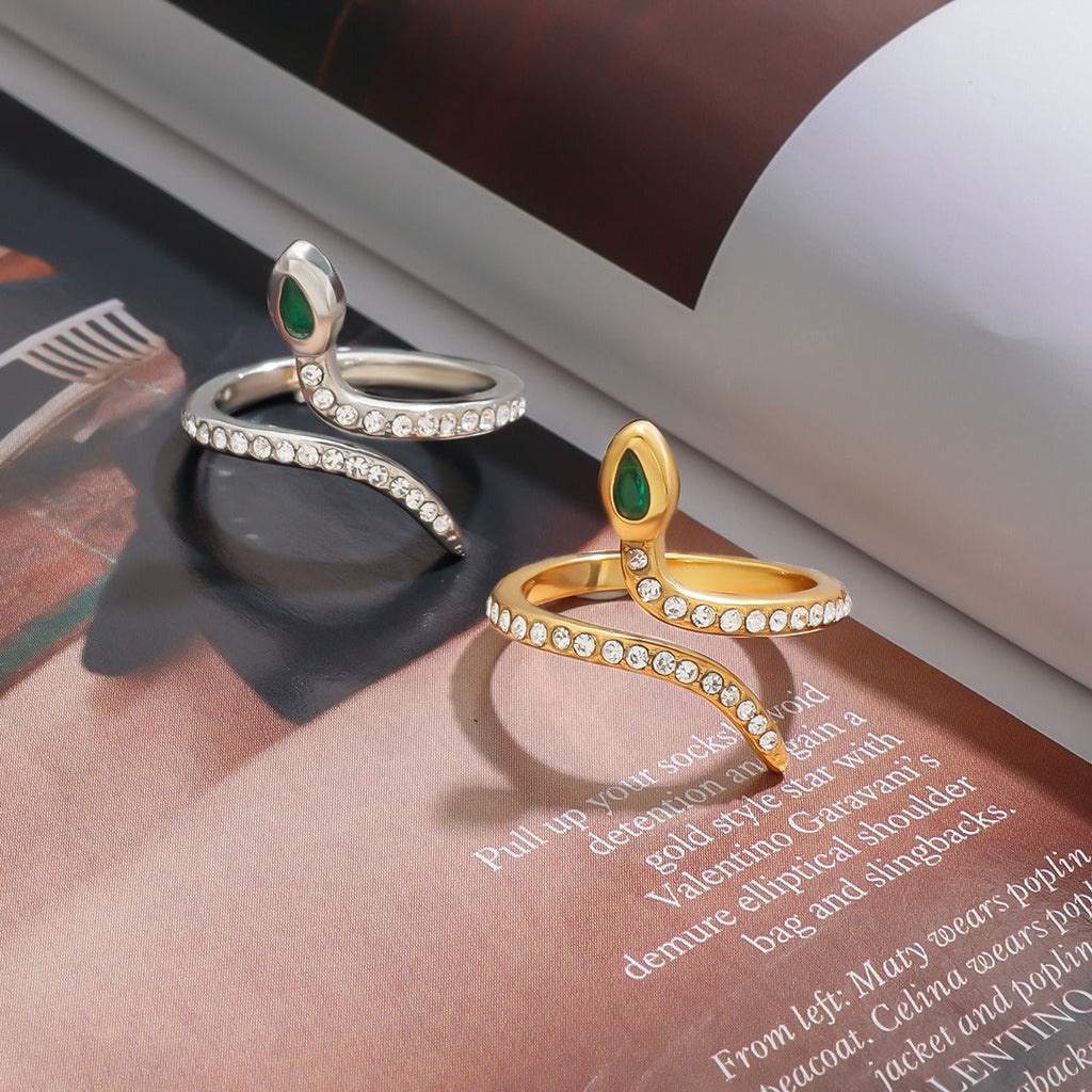 18K gold and titanium steel snake ring