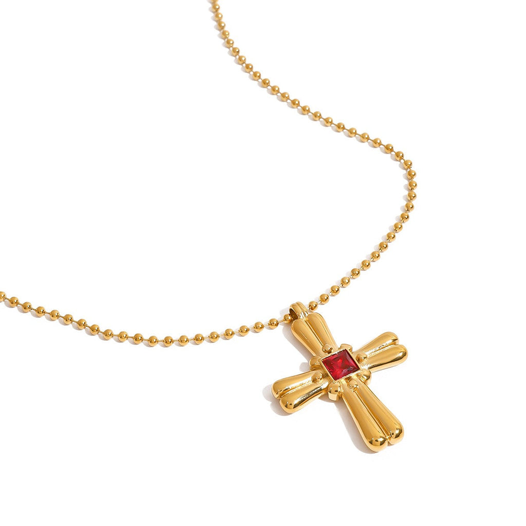 18K Gold Cross Design Beautiful Dazzling Necklace
