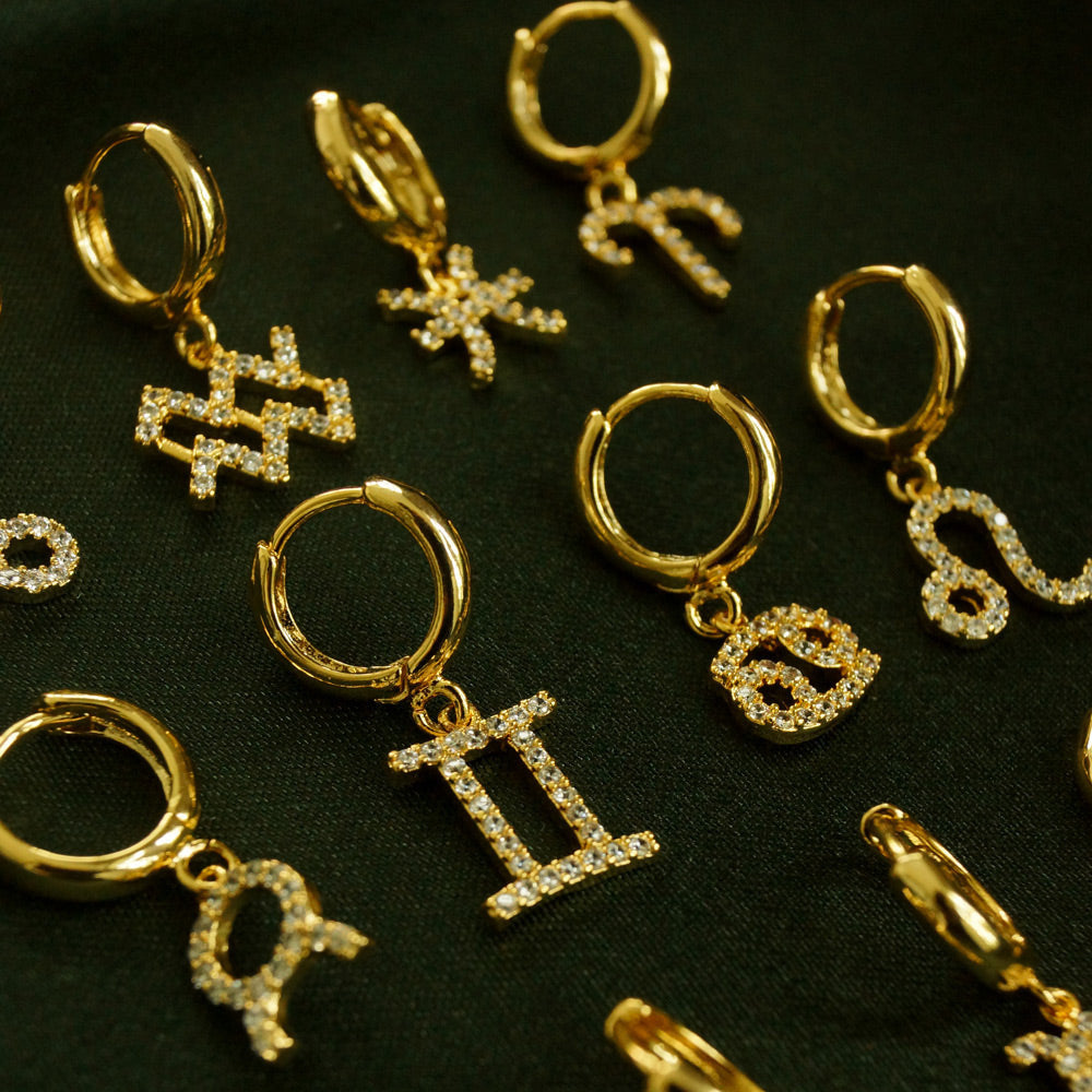 Zodiac Micro Paved Zircon Earrings
