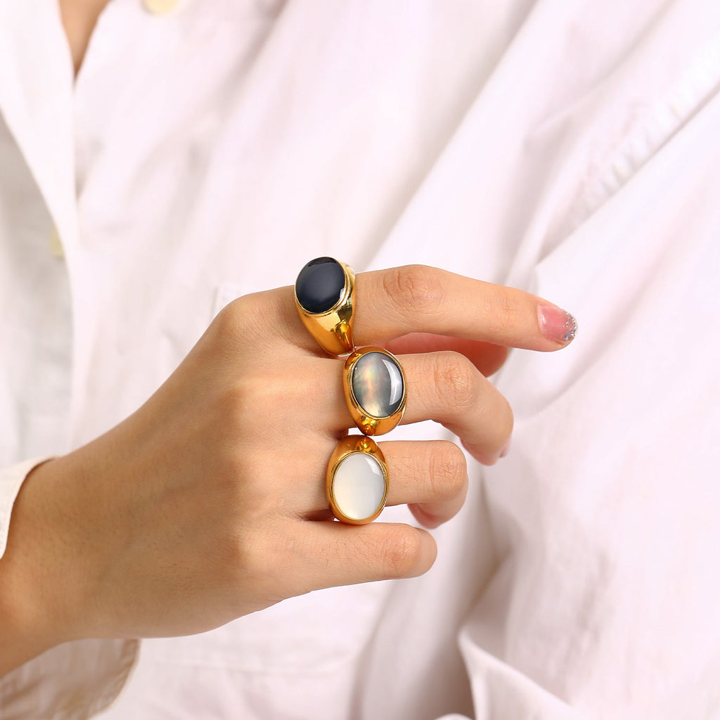 Modern Luxe Oval Gemstone-Encrusted Ring For Women