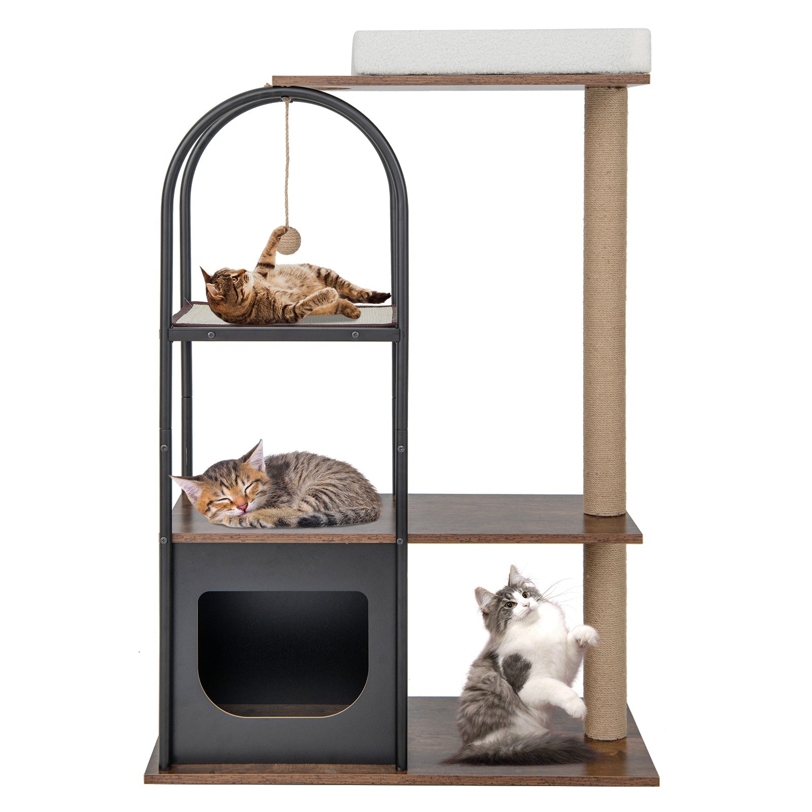47 Inch Tall Cat Tree Tower Top Perch Cat Bed with Metal Frame