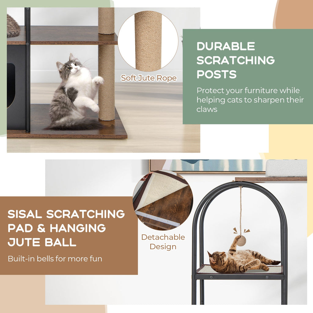 47 Inch Tall Cat Tree Tower Top Perch Cat Bed with Metal Frame