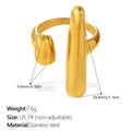 Light Luxury Gold Irregular Geometric Ring, 18K Gold Plated Stainless Steel, Vintage High-End Open Ring