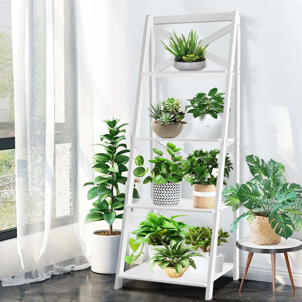 2 Pieces 4-Tier Wood Display Storage Bookshelf Set