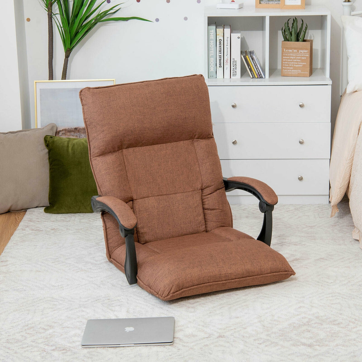 14-Position Adjusting Lazy Sofa Chair with Waist Pillow and Armrests