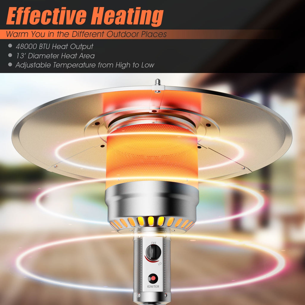 Outdoor Heater Propane Standing LP Gas Steel with Table