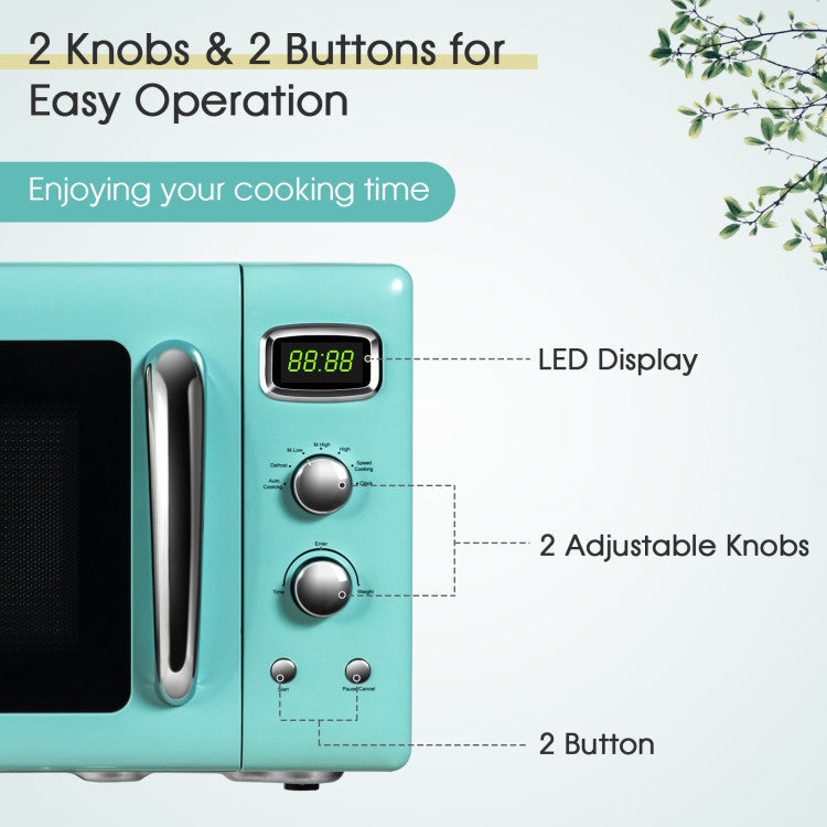 0.9 Cu.ft Retro Countertop Compact Microwave Oven
