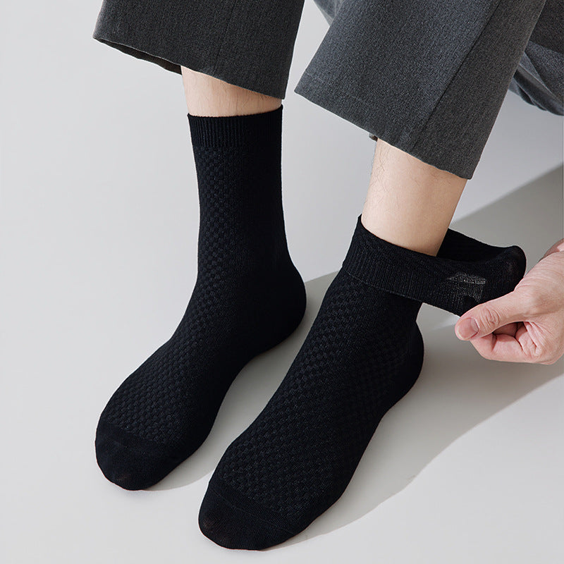 Mens Casual Soft And Breathable Mid-calf Socks