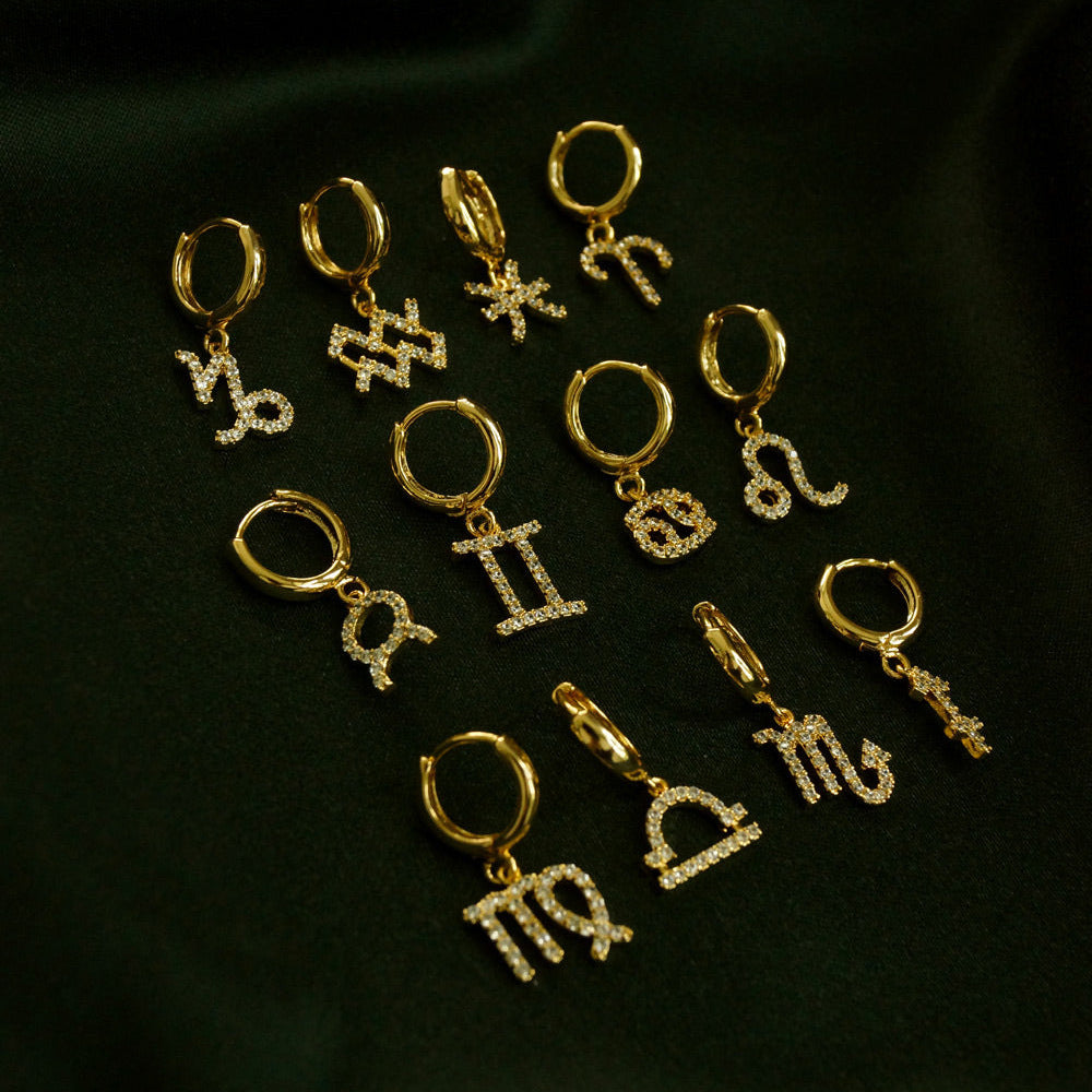 Zodiac Micro Paved Zircon Earrings