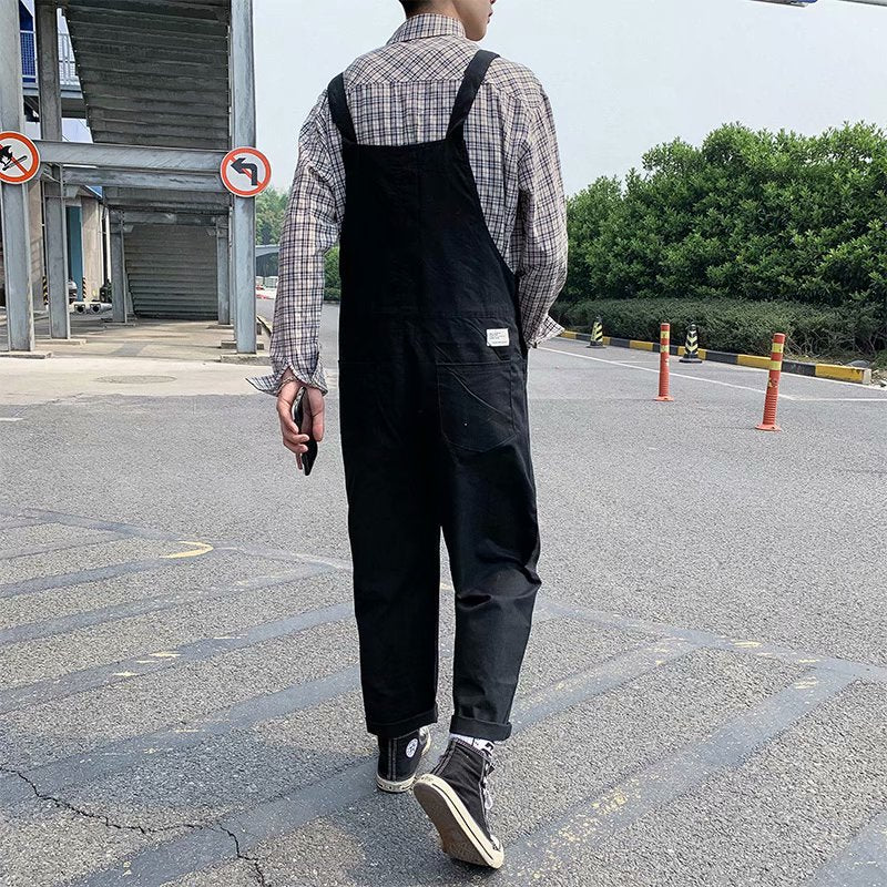 Men's Loose-Fit Stylish Multi-Pocket Jumpsuit With Suspender Straps