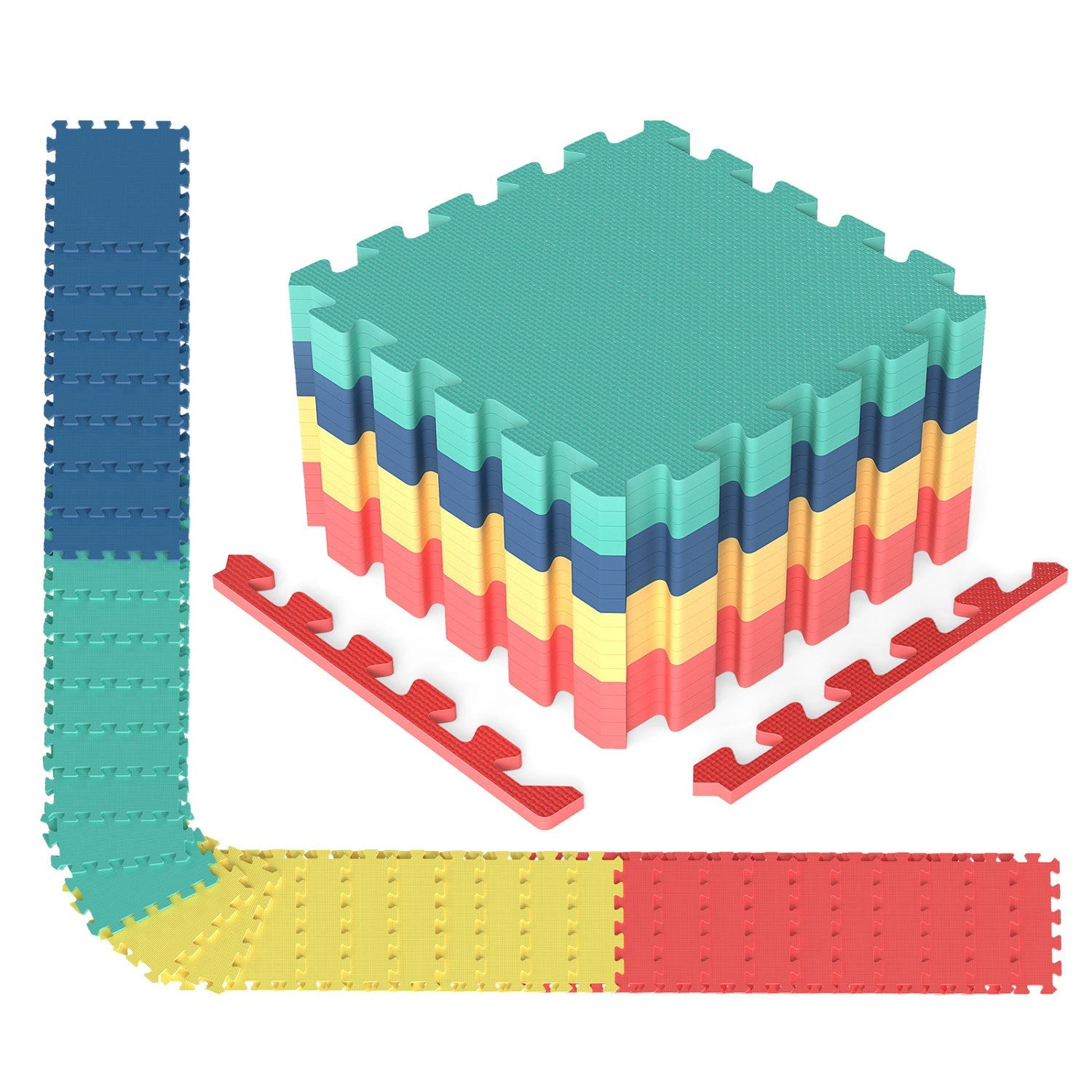 EVA Foam Floor Tiles 54-Pack with Borders and Non-Slip Surface