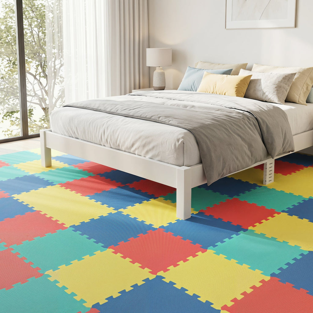 EVA Foam Floor Tiles 54-Pack with Borders and Non-Slip Surface