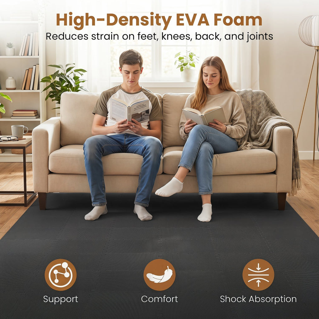 EVA Foam Floor Tiles 54-Pack with Borders and Non-Slip Surface