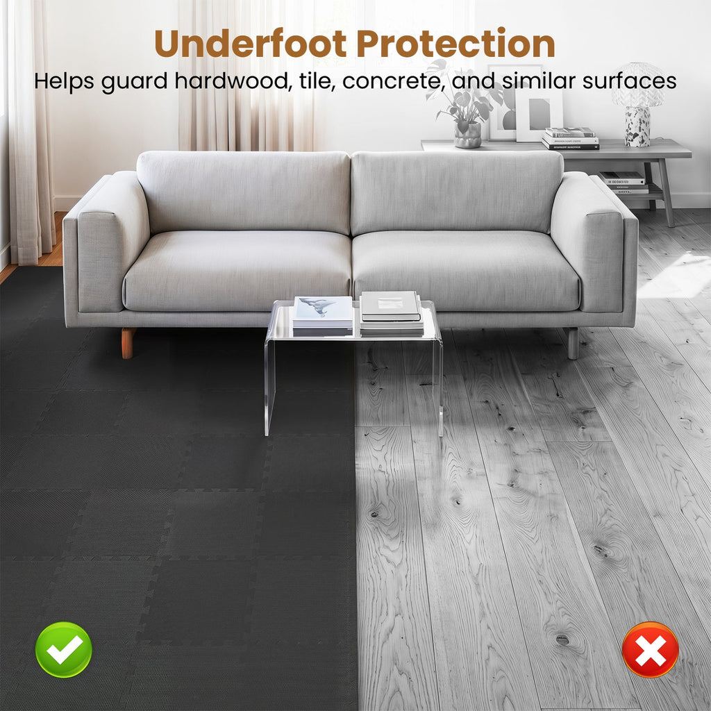 EVA Foam Floor Tiles 54-Pack with Borders and Non-Slip Surface