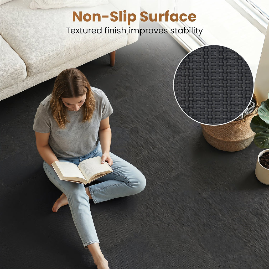 EVA Foam Floor Tiles 54-Pack with Borders and Non-Slip Surface