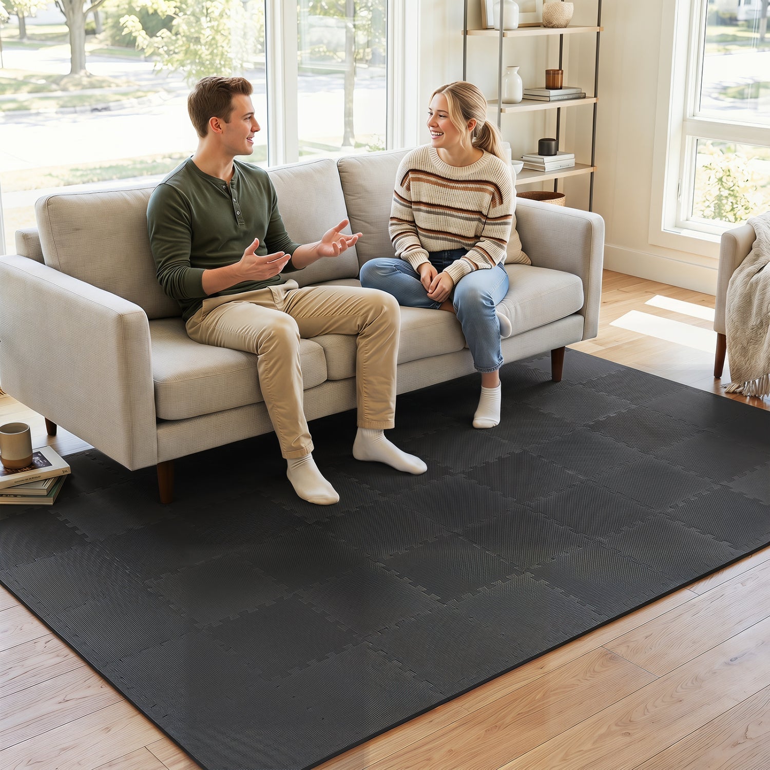 EVA Foam Floor Tiles 54-Pack with Borders and Non-Slip Surface
