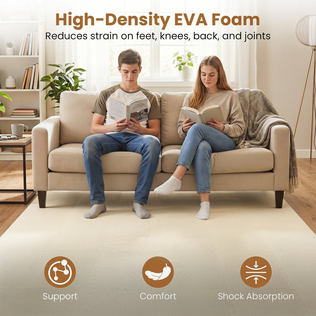 EVA Foam Floor Tiles 54-Pack with Borders and Non-Slip Surface