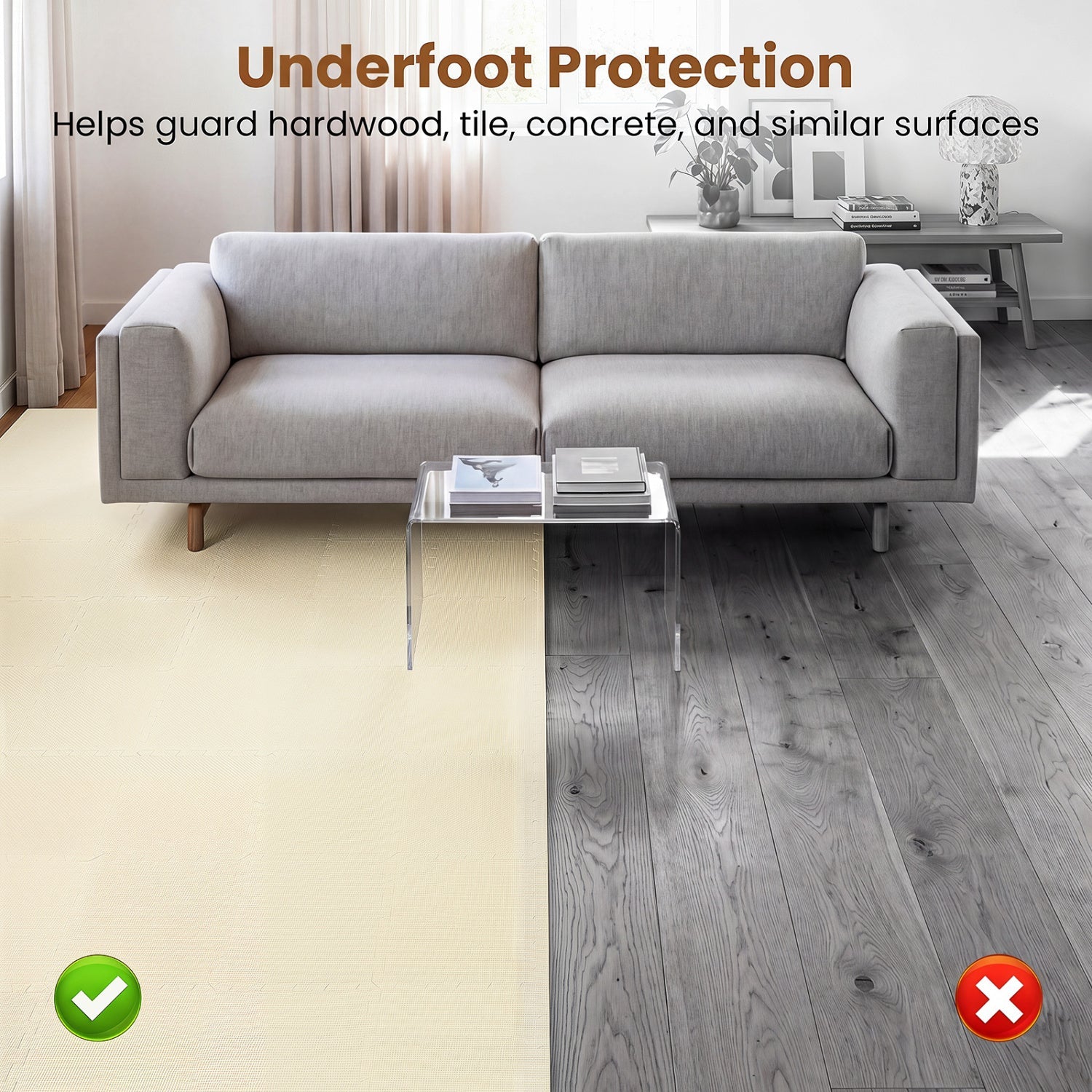 EVA Foam Floor Tiles 54-Pack with Borders and Non-Slip Surface