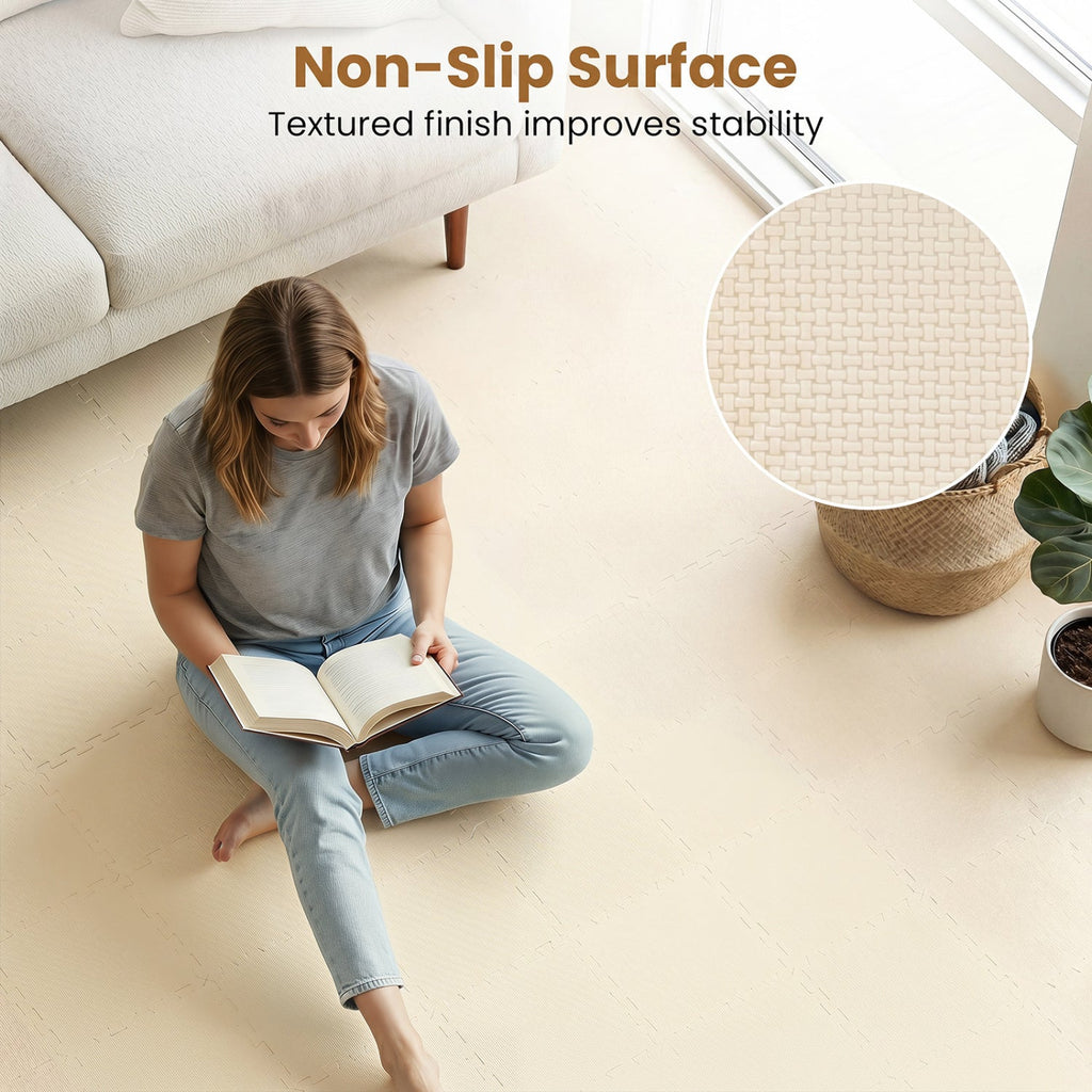 EVA Foam Floor Tiles 54-Pack with Borders and Non-Slip Surface
