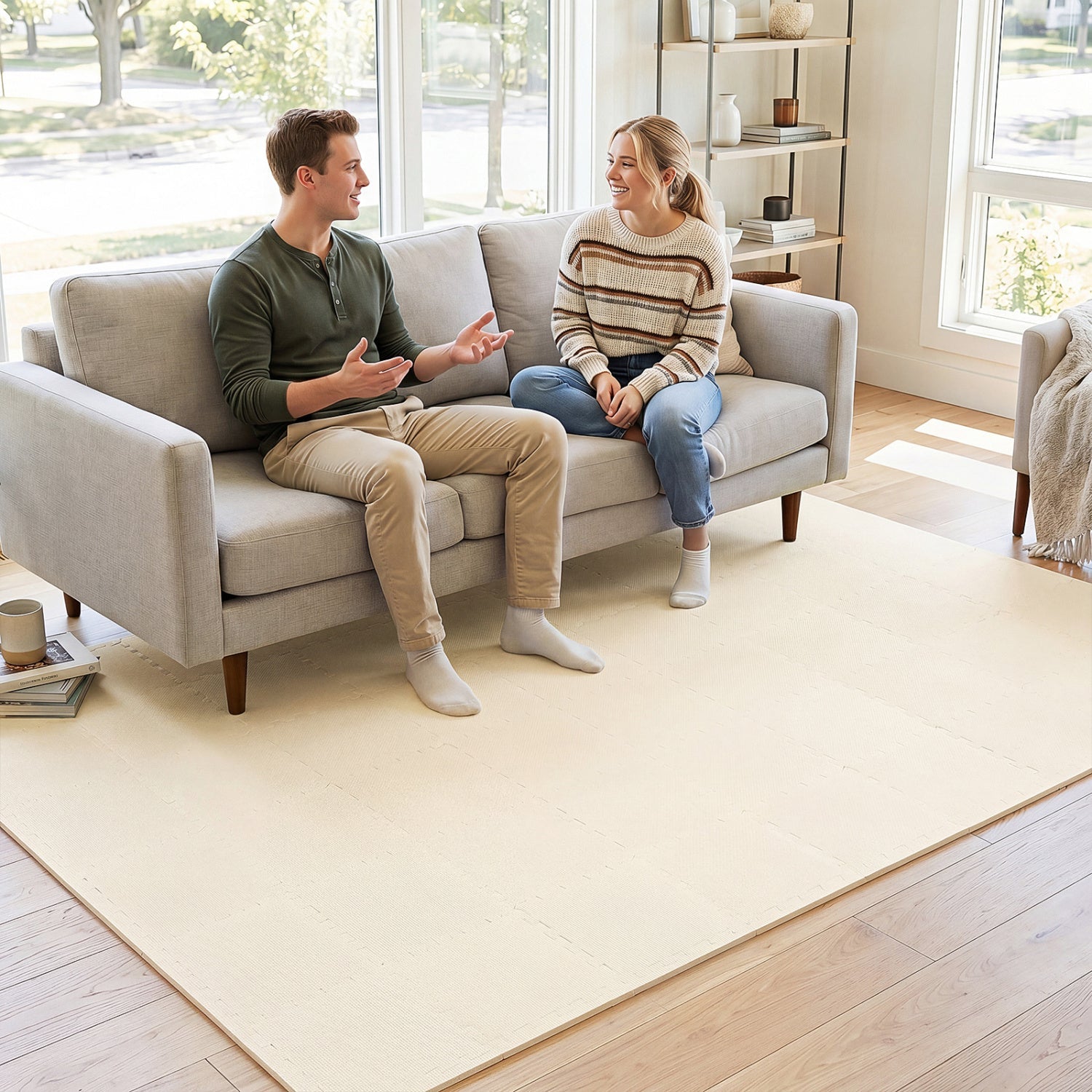 EVA Foam Floor Tiles 54-Pack with Borders and Non-Slip Surface