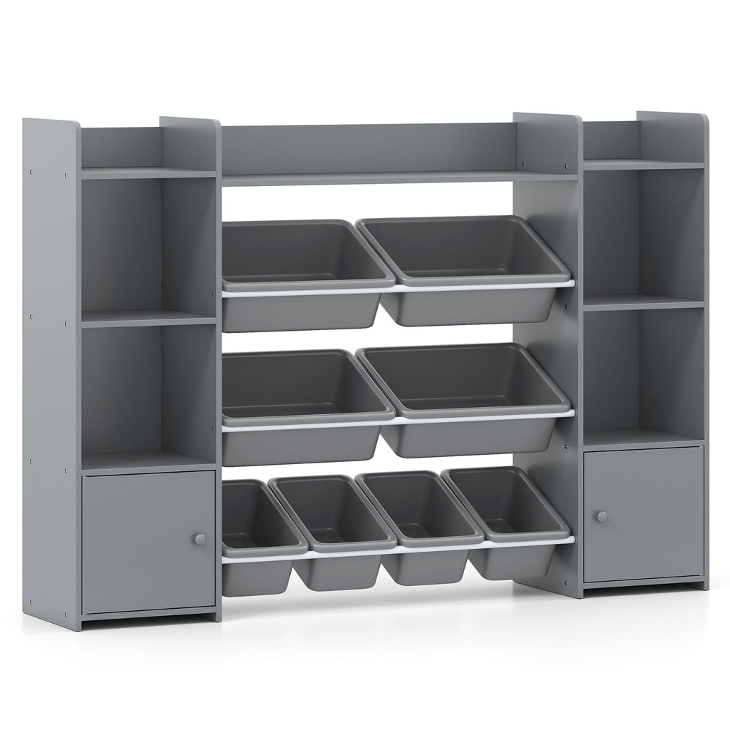56 inch Large Toy Storage Organizer with 8 Removable Bins and Bookshelf