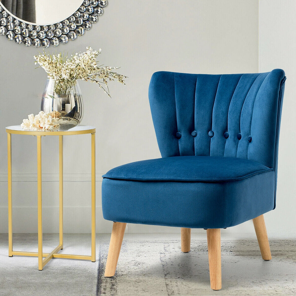 Armless Accent Chair Tufted Velvet Leisure Chair