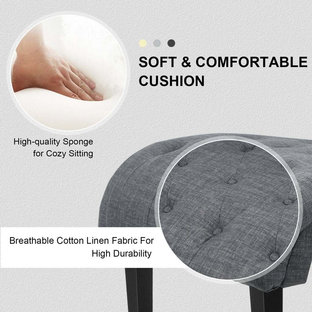 Cotton Linen Fabric Armless Accent Chair with Adjustable Foot Pads