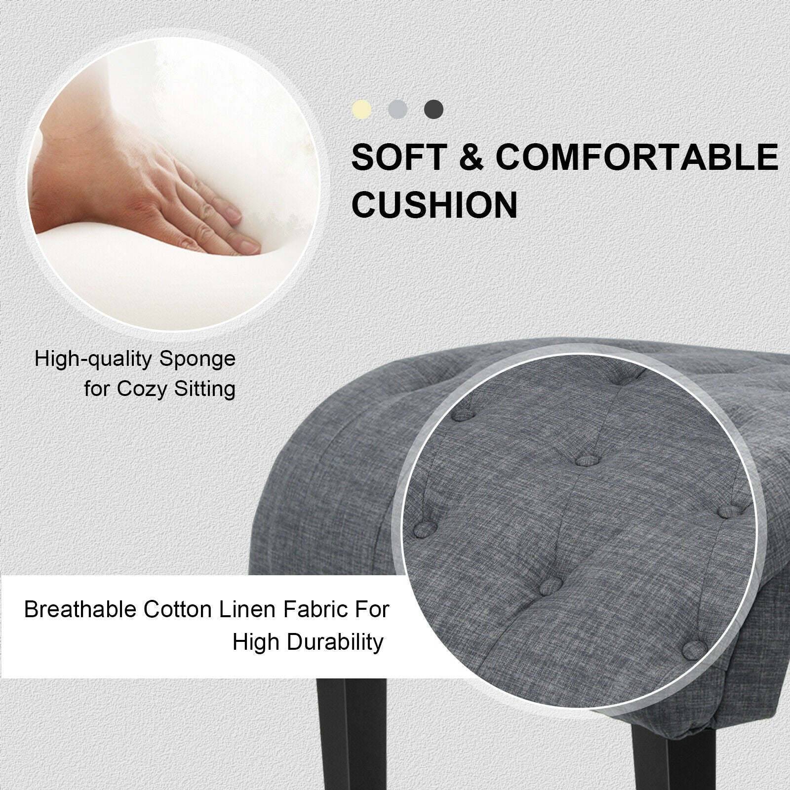 Cotton Linen Fabric Armless Accent Chair with Adjustable Foot Pads