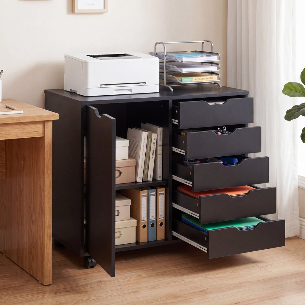 5-Drawer Mobile Storage Cabinet with Adjustable Shelf