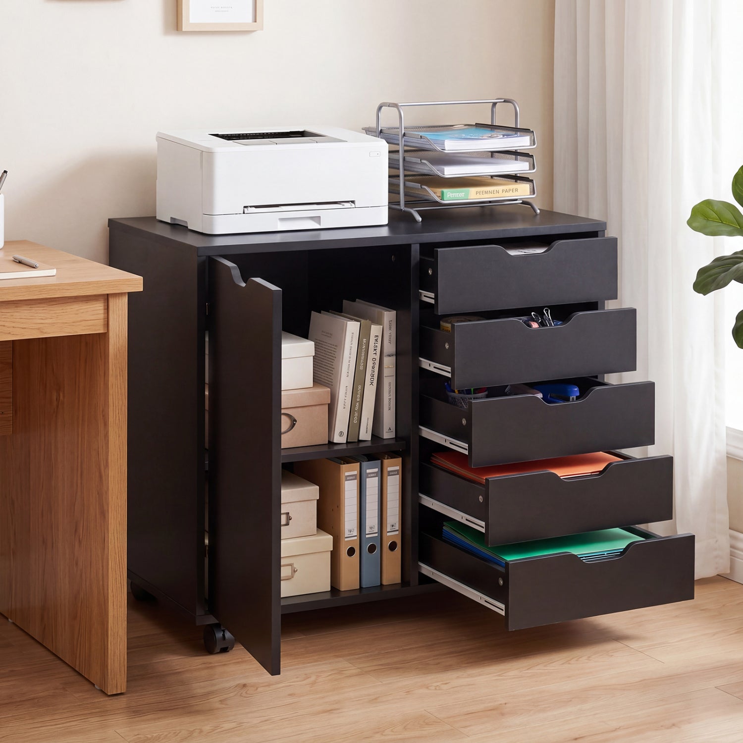 5-Drawer Mobile Storage Cabinet with Adjustable Shelf