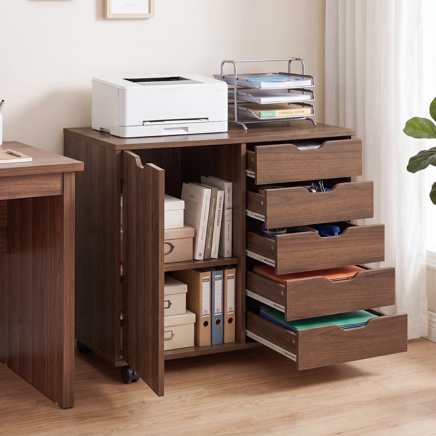 5-Drawer Mobile Storage Cabinet with Adjustable Shelf