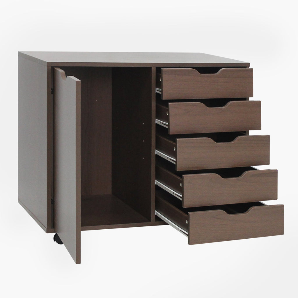 5-Drawer Mobile Storage Cabinet with Adjustable Shelf