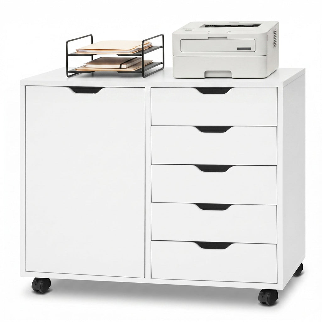 5-Drawer Mobile Storage Cabinet with Adjustable Shelf