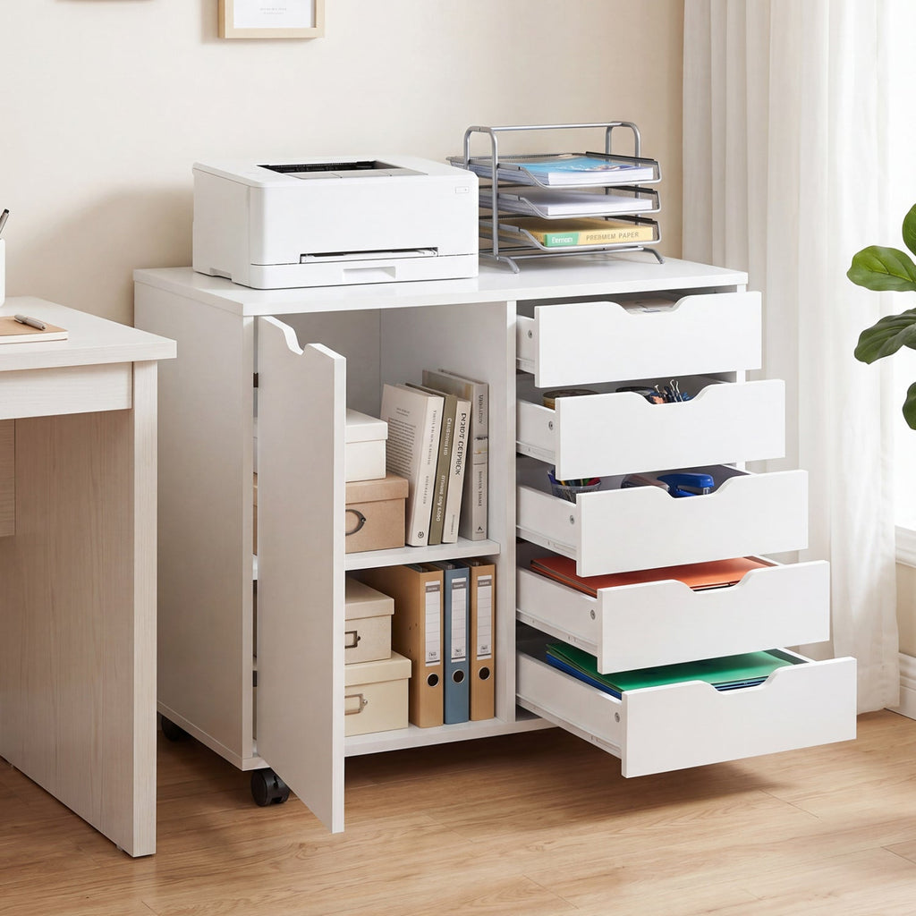 5-Drawer Mobile Storage Cabinet with Adjustable Shelf