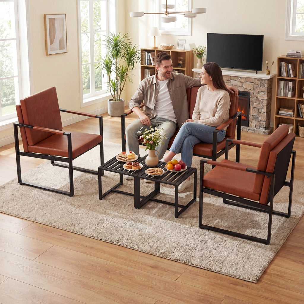 5 Pieces Living Room Set with 2 Accent Chairs and 2 Coffee Tables