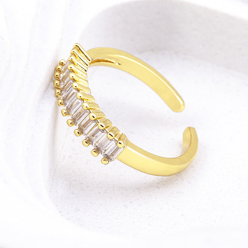 Zircon Geometric Open Ring For Women