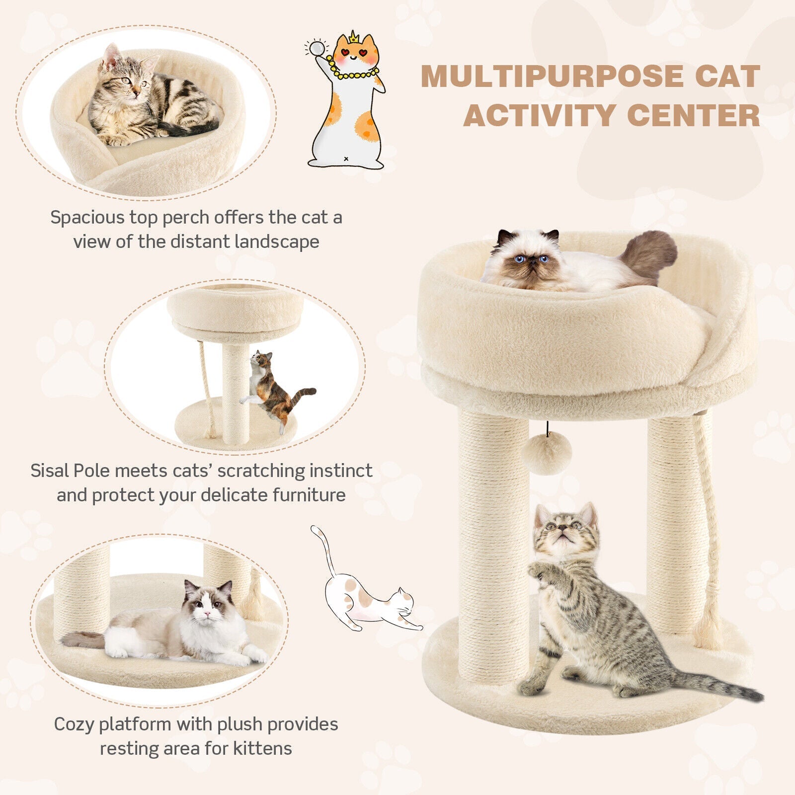 Cat Climbing Tree with Plush Perchs and Scratching Post