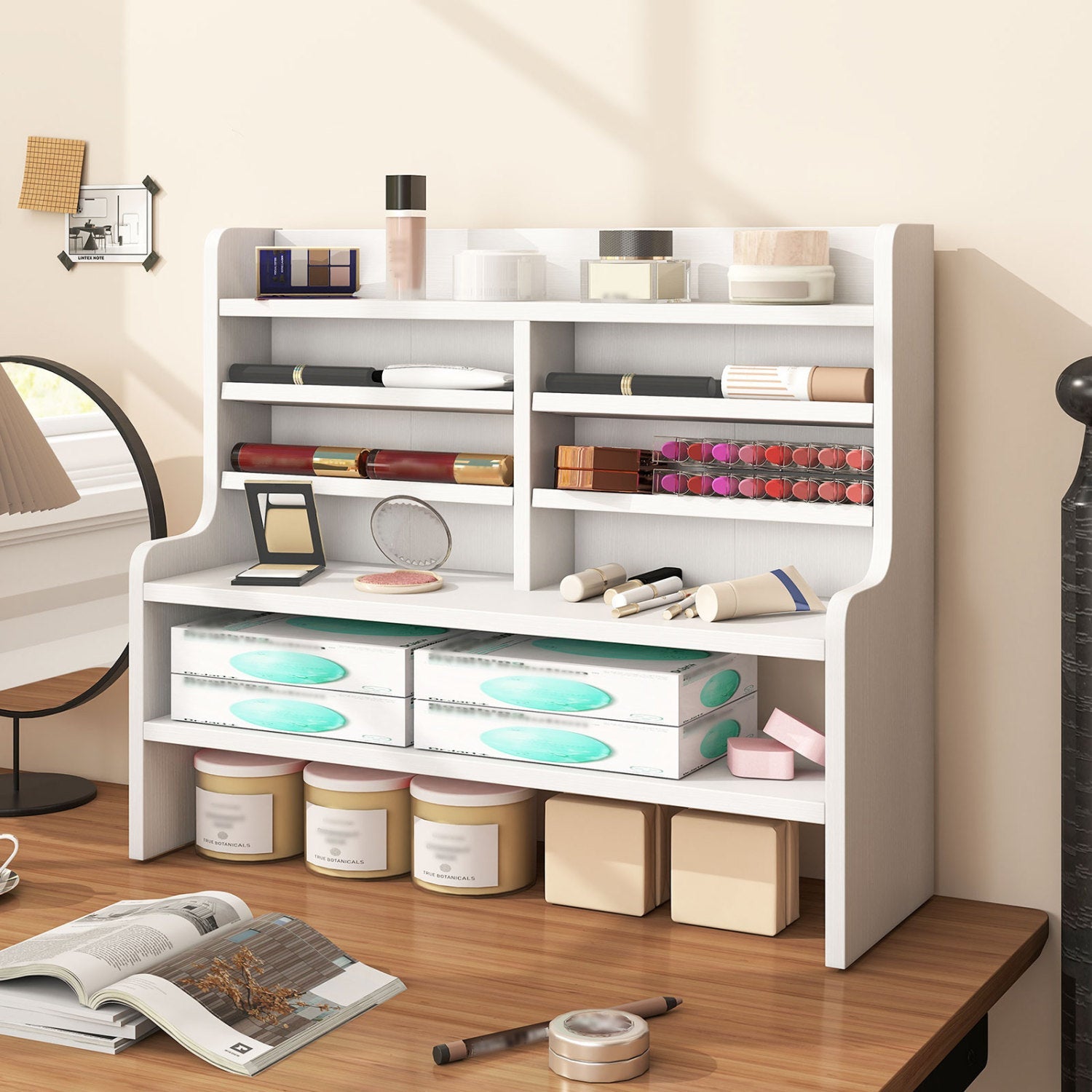 6-Tier Compact Storage Rack with Removable Shelves - White