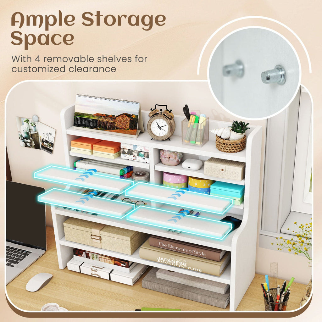 6-Tier Compact Storage Rack with Removable Shelves - White