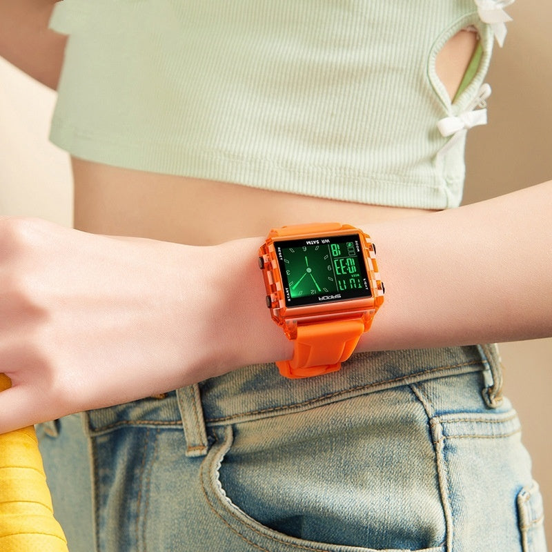 Square Large-dial Sports Watch With Waterproof Electronic Display