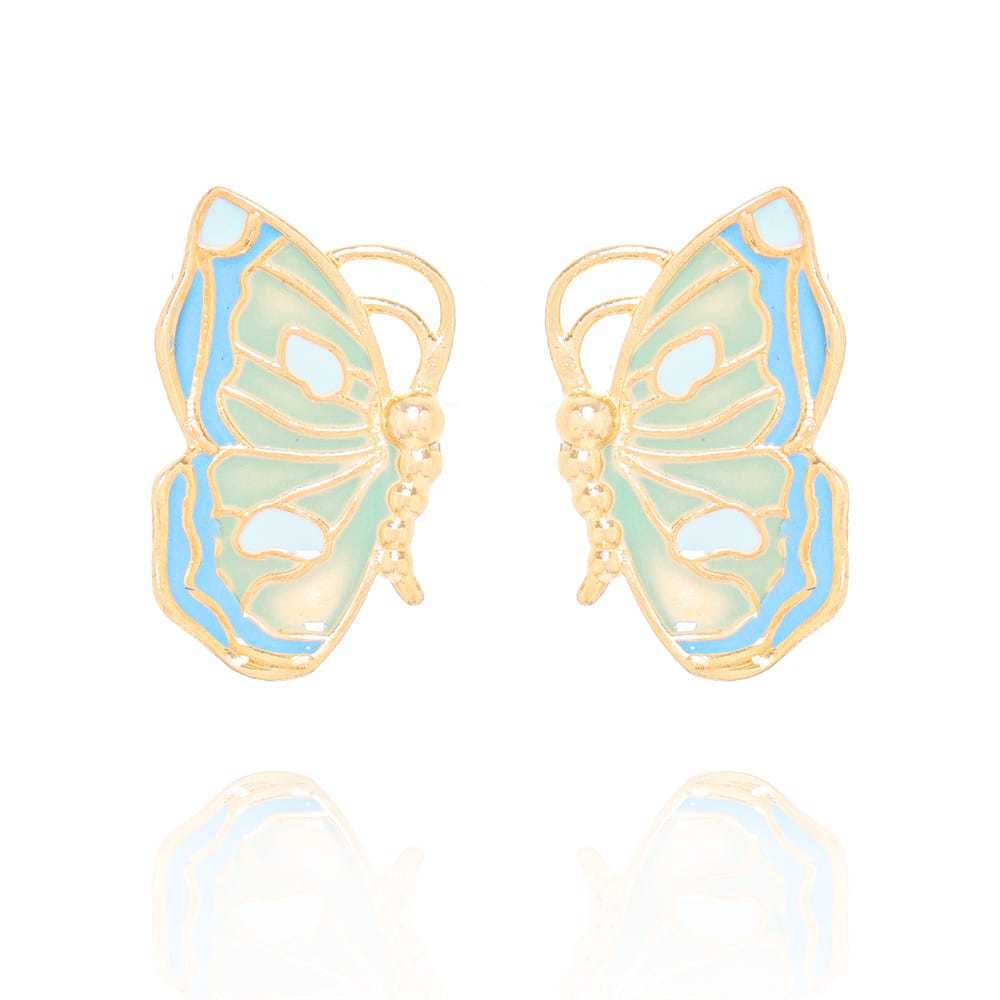Retro Exaggerated Butterfly Symmetrical Gradient Pendant Stud Earrings