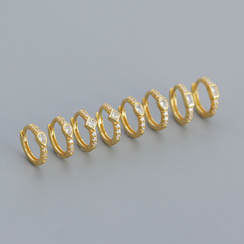 925 Sterling Silver Instagram-style High-end Diamond-studded Hoop Earrings