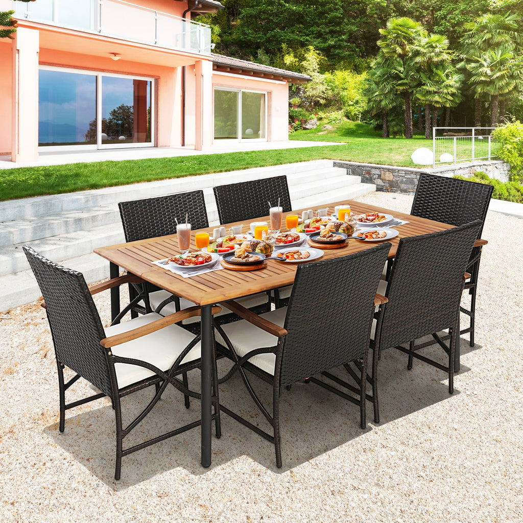 5/7-Piece Outdoor Dining Set with Acacia Wood Table