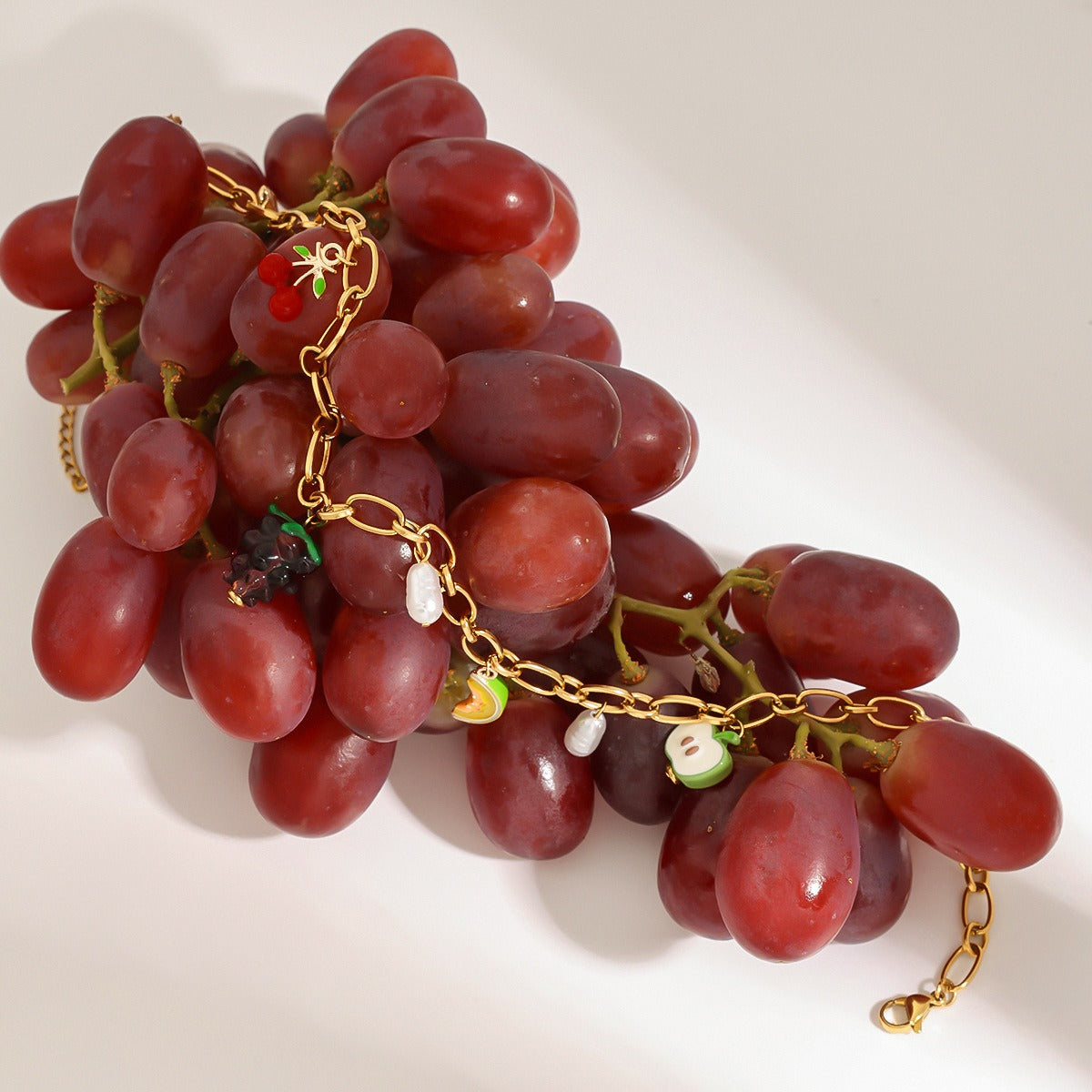 18K gold fruit shape with pearl design fresh and cute necklace
