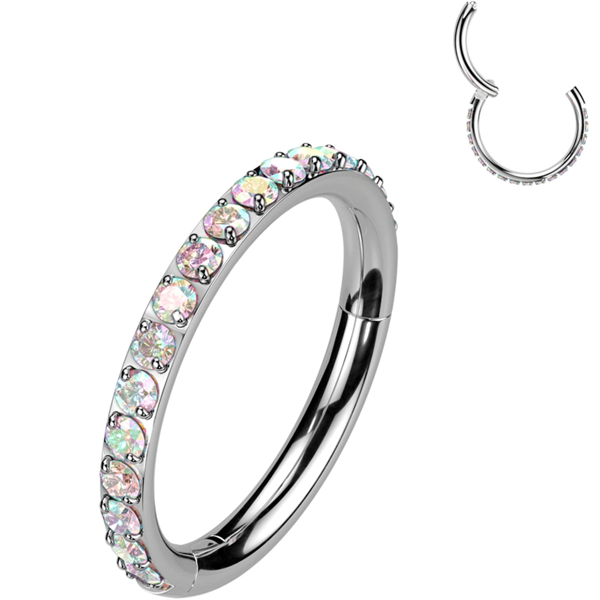 18G Micro Gem Titanium Hinged Nose Hoop