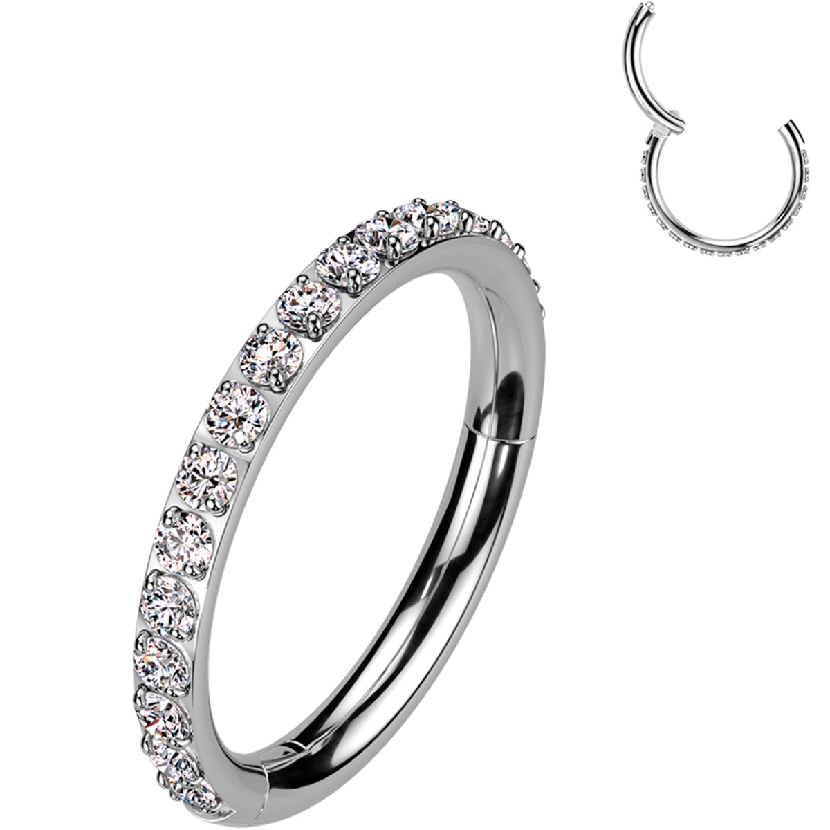 18G Micro Gem Titanium Hinged Nose Hoop