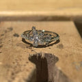 Vintage Sakura Flower Open Ring With Cubic Zirconia, Dainty Silver Plated Adjustable Band For Women