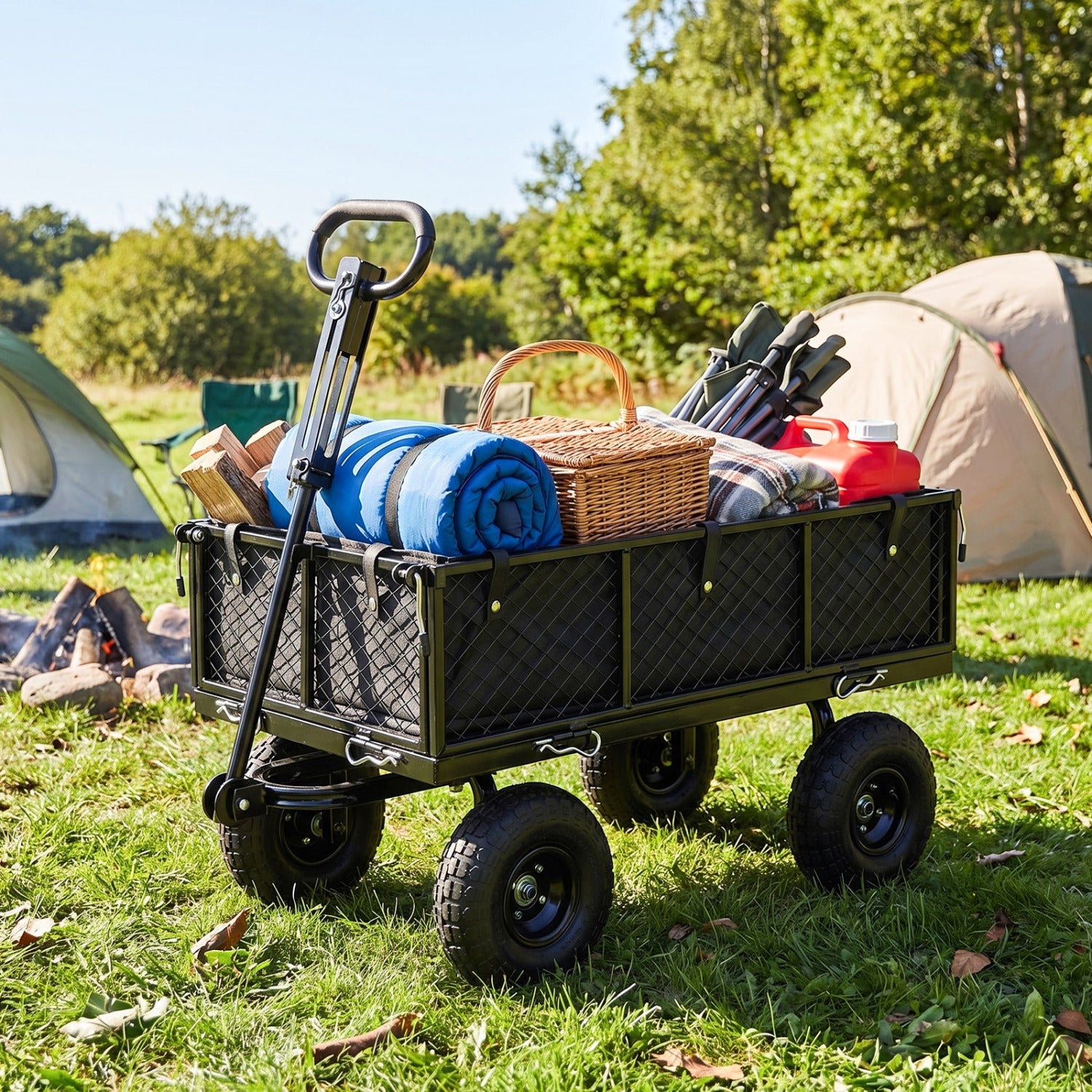 880 lbs Utility Wagon Flatbed with Removable Oxford Cloth Liner