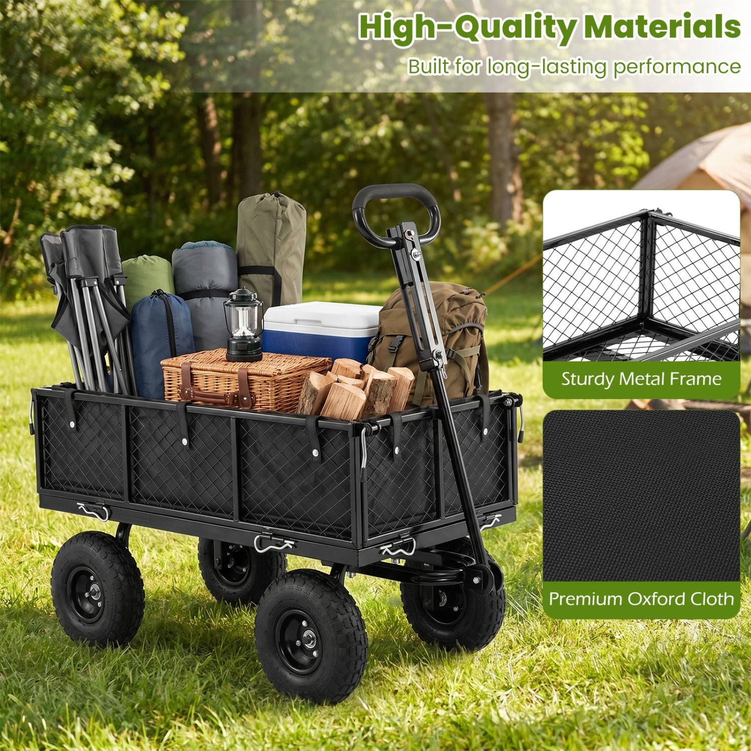 880 lbs Utility Wagon Flatbed with Removable Oxford Cloth Liner